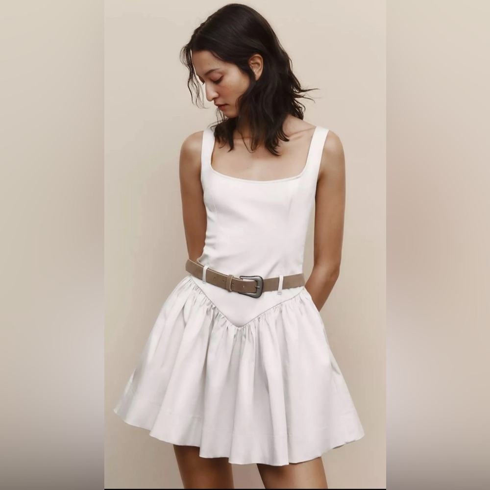 Zara Belted Sleeveless Dress with Tan Belt